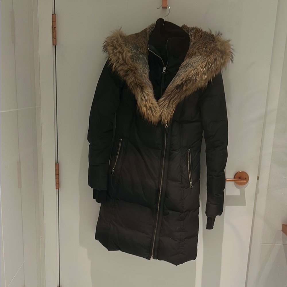 Women's Black Fur-Trimmed Coat